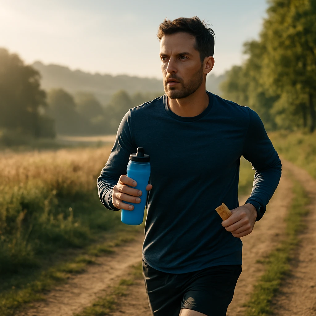 Couple de sportifs gérant l’alimentation pendant une sortie d’endurance