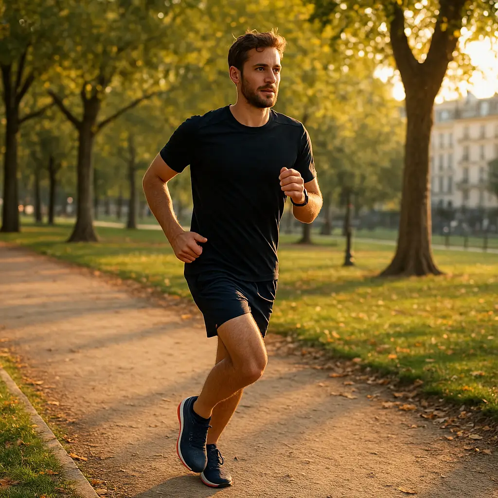 Courir le soir après le travail dans un parc