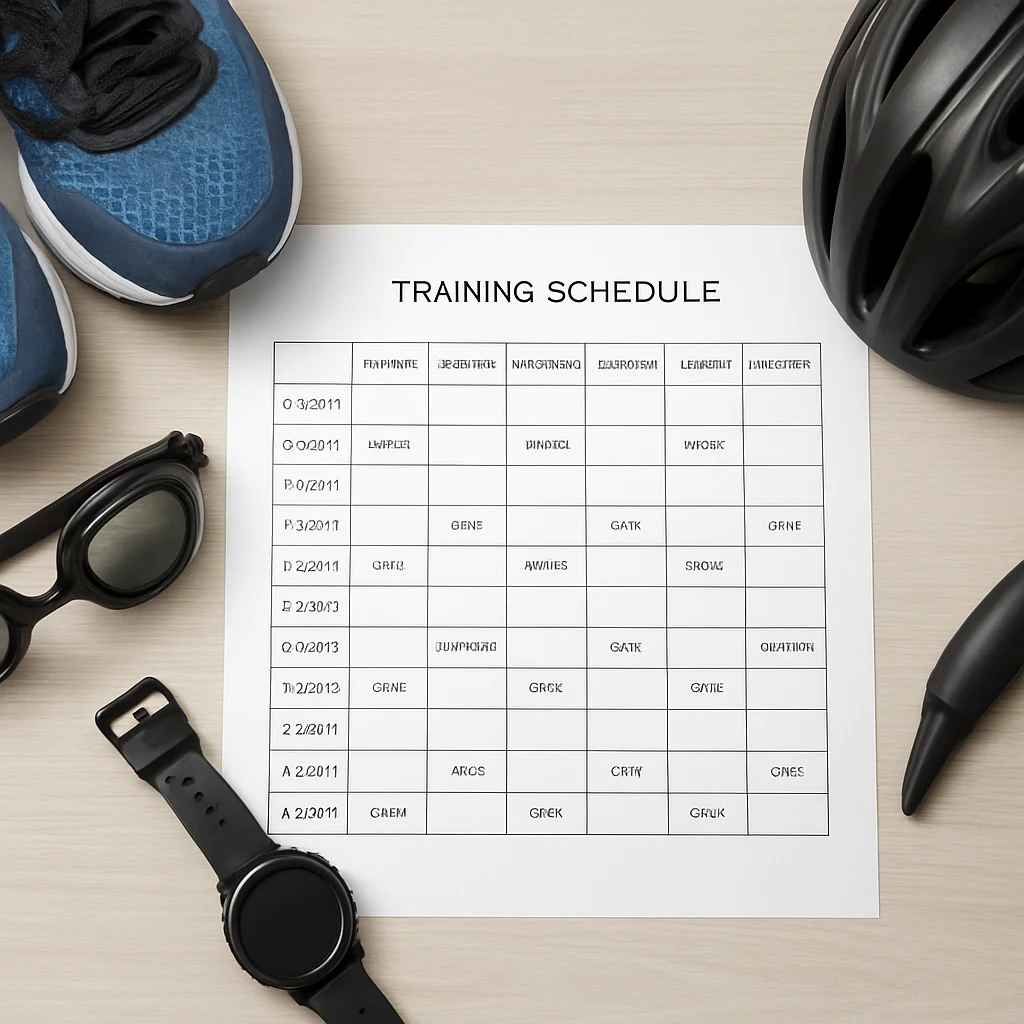 Débuter le triathlon : plan simple, erreurs à éviter et conseils pour progresser 2 Plan d’entraînement triathlon débutant avec matériel sportif