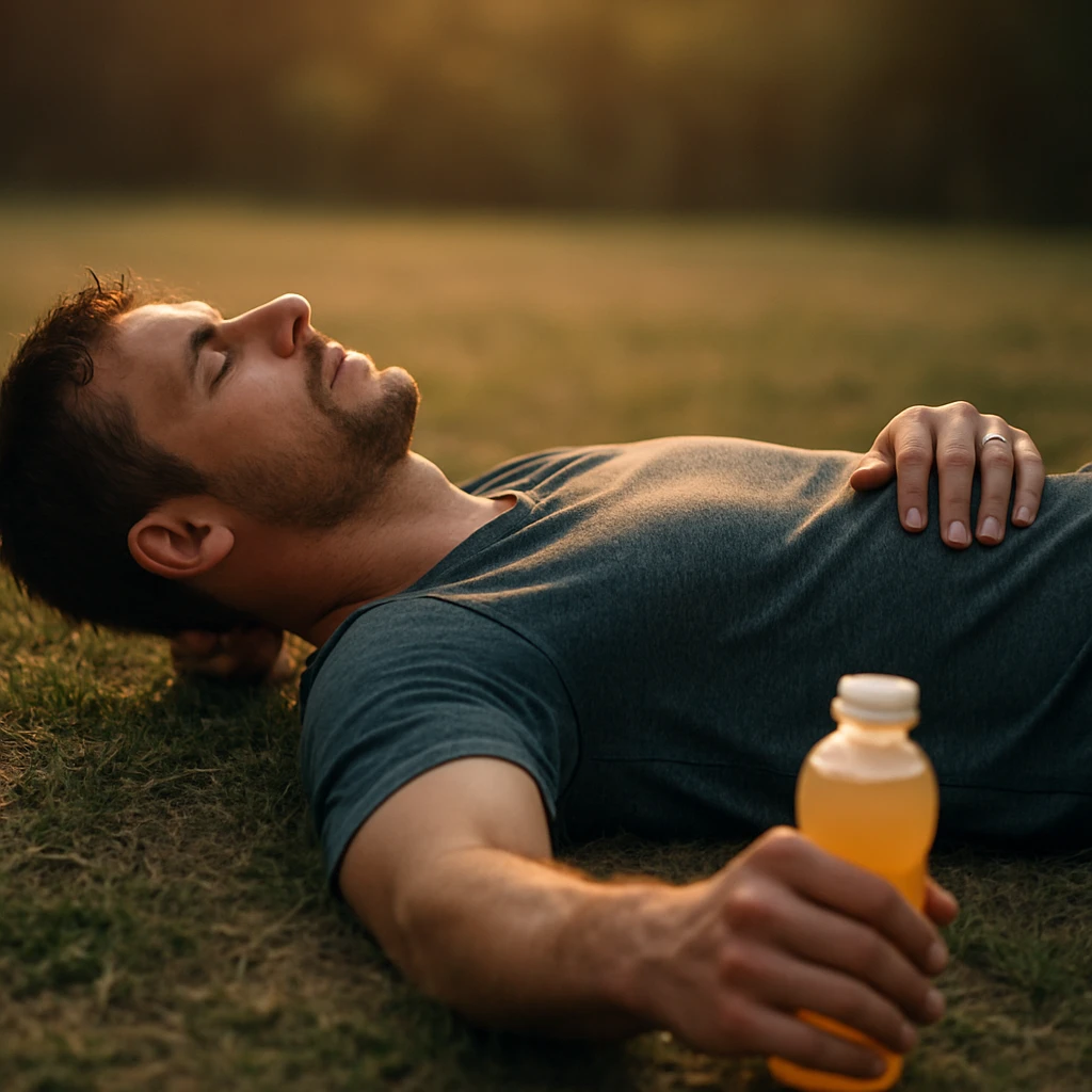 Un sportif en récupération après l’entraînement dans une ambiance apaisante